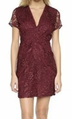 WAYF Lace Mini Dress Wine Maroon Open Keyhole Back Lined Women’s Size Medium EUC
