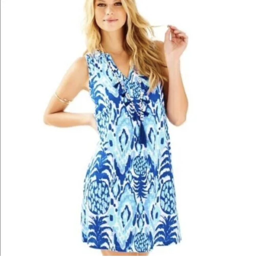 Lilly Pulitzer Sleeveless Pineapple Print Mini Dress Call me Serene Sz. XS