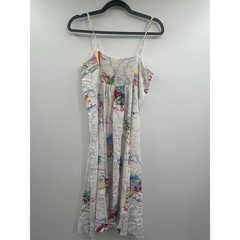 GAP Medium 100% Rayon Travel Print Midi Slip Dress Map Coastal Vacation