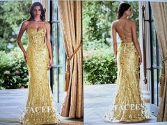STACEES Trumpet/Mermaid Sequined Prom Dress V Neck Floor-Length Size 2