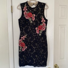 Women’s Size XL Dark Romance Floral Cocktail Dress Lace Embroidered Whimsigoth