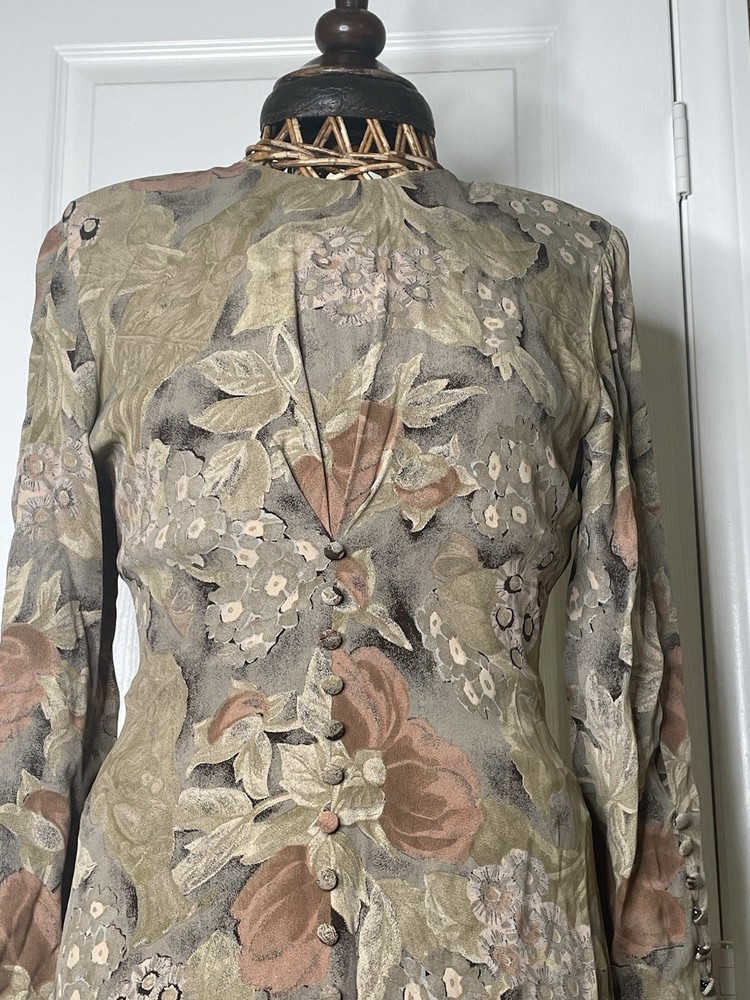 Datiani Rayon Chiffon Floral High Neck Long Sleeve Button Mermaid Long 10