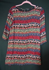Cute Forever 21 Boho Print 3/4 Sleeve Mini Dress Size: S