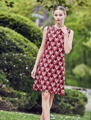 Elie Tahari Geometric Shift Dress Sleeveless Round Neck Knee Length Size 2
