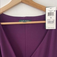 NWT Lauren Ralph Lauren Cleora Deep Plum Faux-Wrap Dress