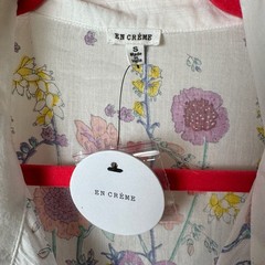 En Crème Floral Embroidered Boho Peasant Blouse Top Size Small NWT