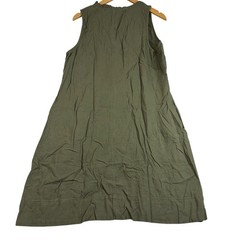 Briggs Olive Green Ruffle V-Neck Sleeveless Shift Dress NWT Large