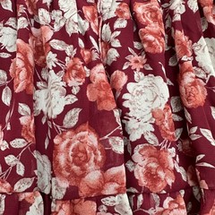 Burgundy Floral Smocked Tiered Midi Dress Sz L Boho Prairie Peasant Whimsigoth