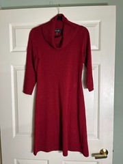 Black Label Evan-Picone Red Sweater Dress XS Cowl Neck Cozy Knit Fall Winter