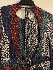 Topshop Celia Birtwell Dress Floral Open Back Stretch Jersey UK 12 Union Jack
