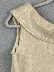 St John Evening Gold Bead and Crystal Embellished Santana Dress Size 6 $1250