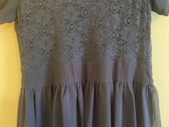 Mikarose Navy Blue Lace Modest Fit & Flare Dress Short Sleeve XL Xlg Wedding