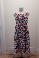 Dazy Red, Orange, and Blue Floral Sleeveless Dress Size Large Fully Lined