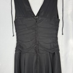 Express Black 100% Silk Chiffon Cocktail Dress XS (0) Sheer Babydoll Ruched LBD