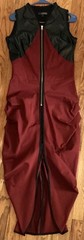 $182 METAMORPHOZA Sleeveless Zip Faux Leather Maxi Dress – Black / Red – S