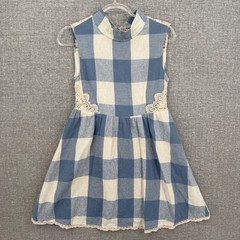 Liz Lisa Gingham Lace Dress Women Sz XS 0 Blue White Cottage Kawaii Coquette