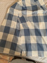 Buffalo Check Plaid Everyday A LINE LINEN COTTON Dress BLUE White XL