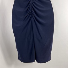 DJ-Jaz Dress Women&rsquo;s Size 4 Sleeveless Sheath Ruched Beaded Navy Blue Stretch