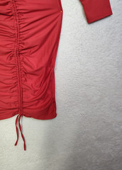 Rebdolls Women Dress 14/16 Red 100% Polyester Long Sleeve Ruched Knee Length