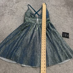 Lulus Sparkly Glitter Metallic Pleated A-Line Dress Womens XS Blue Crisscross