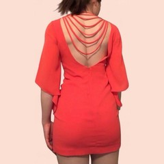 Bebe Open Back Backless Mini Dress in a Bright Coral Color – Size 2 (XS)