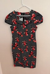 VOODOO VIXEN Size XL Black Red Polka Dot Floral PIN UP Wiggle ROCKABILLY DRESS