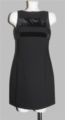 VTG Datiani Upper Velvet Stripes Zipper Back Sleeveless Lined Black Dress Wms P8
