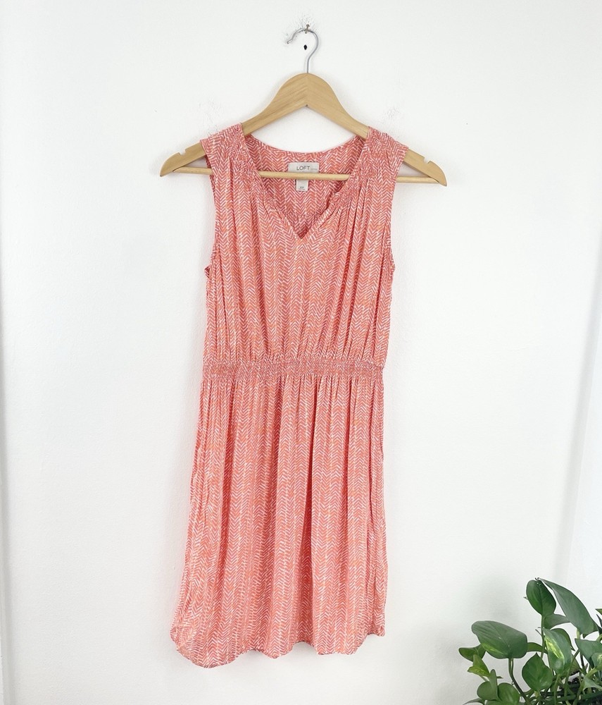 Ann Taylor LOFT XSP Orange Confetti Sleeveless Fit Flare Dress Women’s XS Petite