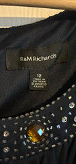 R&M Richards Black Solid Sleeveless Ruched Beaded Sequin Pencil Dress 12