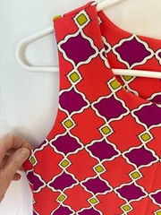 EUC Jude Connally pink red multi Dress a line sleeveless sz S USA