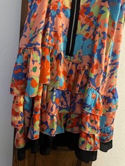 Kensie S Artsy Floral Ruffles Flapper Style Short Dress
