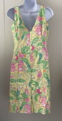Lilly Pulitzer Miranda Monkey Lemon Sorbet Sheath Dress Sz 4 Jungle Animals EUC