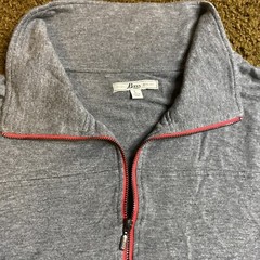 Bass & Co Pullover Long Sleeve Dress Zip Midi Sz Large Gray Red Casual Long EUC