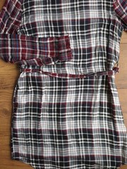 Aqua Womens Sz S Multi Plaid Collared Roll-Up Sleeve Shirt Dress