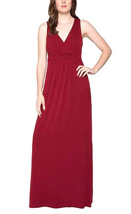 Matty M Women&rsquo;s Crossover V-Neck Pull Over Maxi Dress – Size: XS & Small