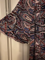 JM Collection Womens Shift Dress Black Paisley Floral Flared 1/2 Sleeve Small S