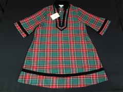 NWT ENTRO MERRY PLAID TUNIC DRESS WOMENS MEDIUM RED GREEN L639