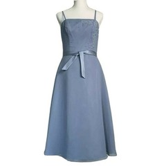 Da Vinci A Line Spaghetti Strap chiffon evening dress light blue sz 10