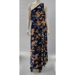 Lulus Elegant Admiration Maxi One Shoulder Dress XL Navy Floral Wedding Guest