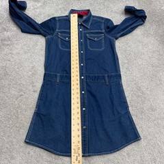 X-Girl Denim Pearl Snap Button Down Shirt Dress Womens 1 Small Blue Long Sleeve