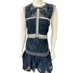 Alexis Rajani Mini Dress in Black Lace Trim Medium