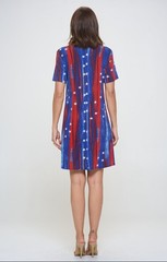 JOSTAR SHORT DRESS Poly Spandex Stretch Knit PATRIOTIC RED BLUE S M L XL 2X 3X