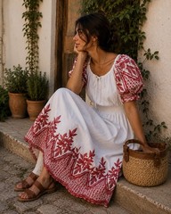 NWT Kindred Women’s 100% Cotton Embroidered Floral Dress Size M