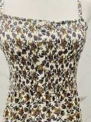 As You Wish Cream/Multicolor Floral Smocked Square Neck Maxi Dress, L