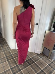 LIPSY DRESS SIZE 18 RASPBERRY PINKY MESH ONE SHOULDER RUCHED MAXI NEW WITH TAGS