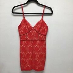 Revolve Womens By The Way Dress Red Beige Lace Floral Spaghetti Strap Lined S