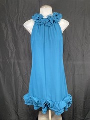 Ted Baker London Women&rsquo;s Julieta Frill Neckline Dress Teal Blue Size 1 US 4/UK 8