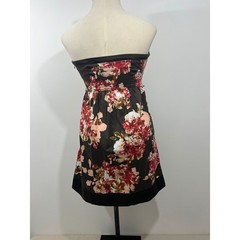 Motherhood Maternity Strapless Floral Sweetheart Empire Waist Dress Brown Large