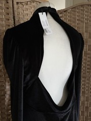 BNWT NOBODYS CHILD Black Velvet VICTORIA Mini Dress UK 16 L37” OPEN BACK Prom