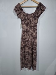 Pie In The Sky Brown Paisley Babydoll Midi Dress Cottagecore Boho Y2K Style Sz S